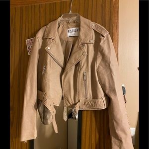 tan leather jacket